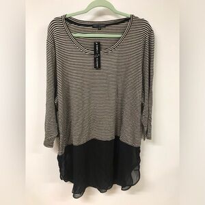 Women's Long Sleeve Round Neck Striped Long Top T Shirt Clothing Blouse Top